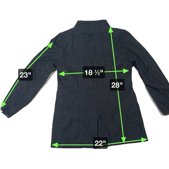 Eileen Fisher Felted Flannel Melange Wool Jacket Womens XS Black Leather Accents - Picture 4 of 4